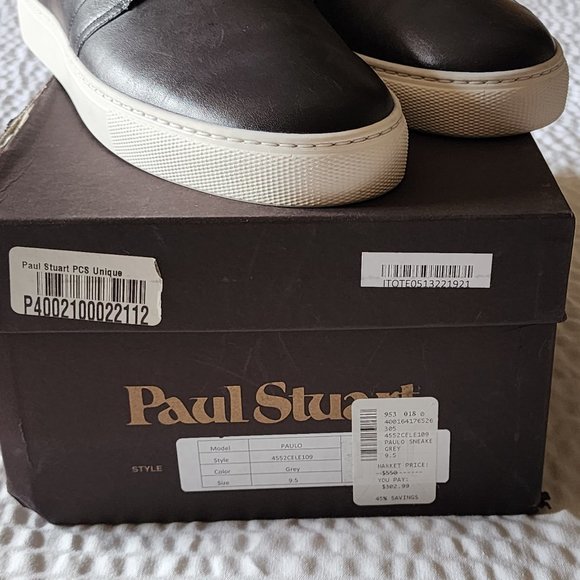 PAUL STUART 'PAULO' Gray Leather CrissCross Monkstrap Sneaker 9.5 D US *MINT* - Picture 3 of 10